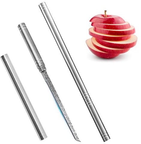 TANGHSE Fruit Paring Knife with Sheath, Portable Fruit Knife Stainless Steel Fruit Paring Pen Peel Slice Knife Mini Stick Knife for Camping, Picnic, Outdoor