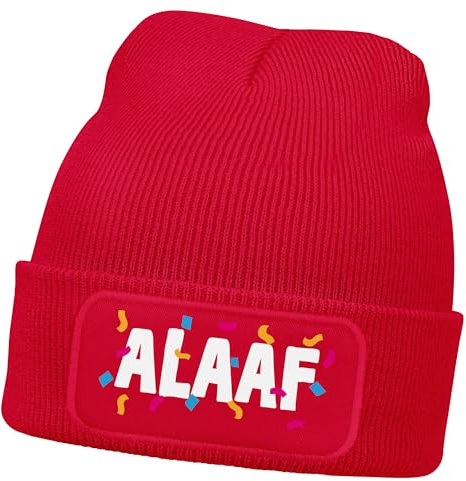 MoonWorks® Herren Beanie Patch Strickmütze mit Spruch Aufdruck Fasching Karneval Lustig Mütze Männer