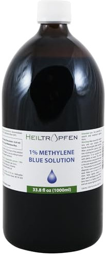 Methylene Blue 1% solution 33.8 Fl Oz - 1000 ml | Ultra High Purity | USP Pharma Grade Ingredients - Third-Party Tested | Formaldehyde free | Glass Bottle | Heiltropfen®