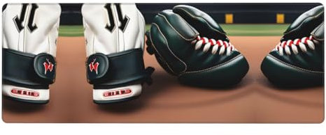 Baseball and Gloves Extra Large Rubber Keyboard Pad Multi Functional Desk Pad Office Pad Game Learning Pad