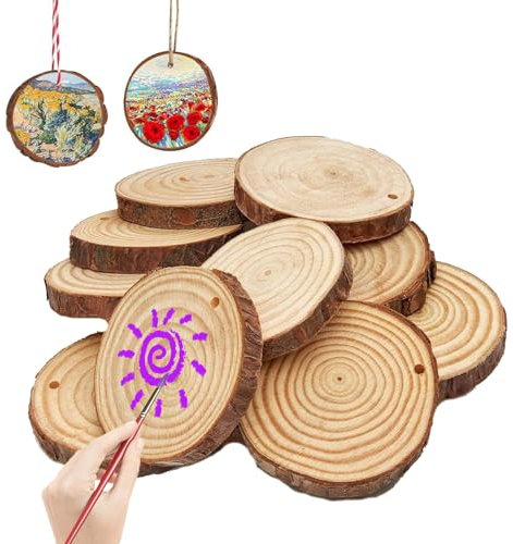 40 Stück Holzscheiben Klein,Holzscheiben,4-5cm Durchmesser Holz Log Scheiben,Holzscheiben mit loch,Holzscheiben Zum Basteln,Holzscheibe,Kleine Holzscheiben,für DIY Basteln festliche Dekorationen