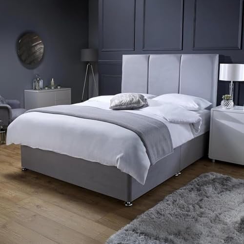 savako Premium - Divan Bed with Memory Foam Sprung Mattress and Panel Headboard with Chrome Feet - (Available in 3ft Single, 4ft Small Double, 4ft6 Double, 5ft King Size) (3ft Single)