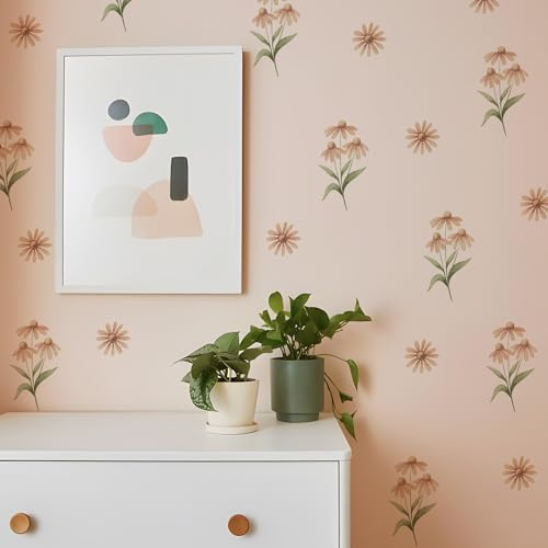 Neukids Boho Aquarell Lila Gänseblümchen Kinder Wandaufkleber-40 Stück | Mädchen Wandtattoo Kinderzimmer Aufkleber für Kinder Schlafzimmer Wohnzimmer Kindergarten Fenster Wanddekoration
