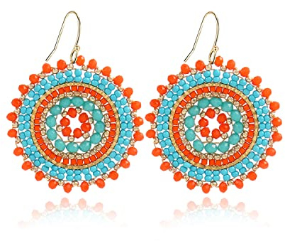 Perlenohrringe für Damen, Sommer, Perlen, Kristalle, Glasperlen, baumelnd, Bohemia, Strand, Statement-Ohrringe, Glas, Kein Edelstein