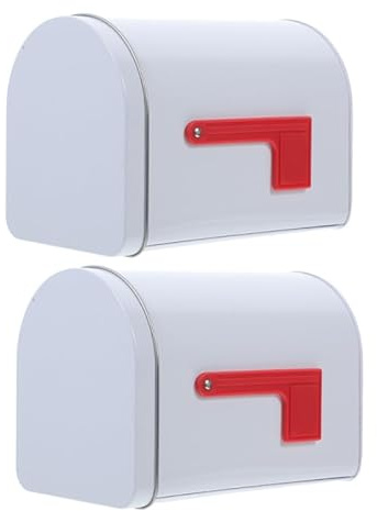 Cabilock 2pcs Vintage Tinplate Mailbox Storage Box for Letters and Small Items Retro Decorative Metal Organizers for Playhouses Garden and Holiday Decor