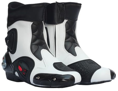 DHsdlpLU Stivali da Motocross per Moto da Cross, da Corsa, da Strada, da Uomo E da Donna, Impermeabili, Sportivi, Antiscivolo, Rinforzati, dal Design Confortevole.,White-40