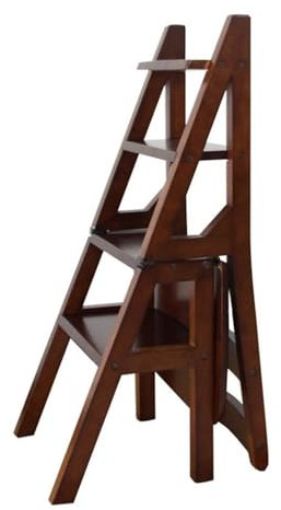 Escalón de paso Escalera plegable de madera de 4 peldaños, estilo vintage, de seguridad, for niños y adultos, ligera, ideal for el hogar, el jardín y el bricolaje, con capacidad for 150 kg.