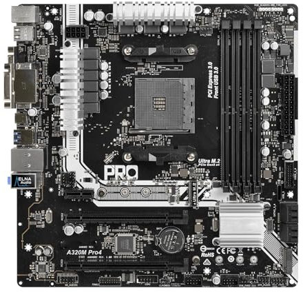 WLTDYZZLDN Scheda Madre Fit for ASROCK A320M PRO4 A320 AM4 Supporta Ryzen 5/3/7 5600G 5500 3200G CPU DDR4(OC) SATA3 M.2 USB 3.1 Gen1 Micro ATX Motherboard