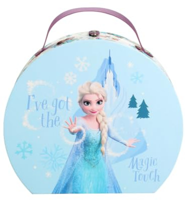 Disney Frozen Make-up Koffer für Kinder – runder Glitzer-Schminkkoffer | Beauty-Set mit Lipgloss, Lidschatten, Nagellack & Spiegel – komplettes Schminkset für Kinder