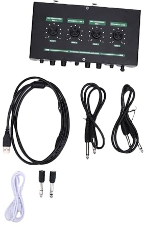 Walmeck Amplificatore Mixer Microfono Professionale con Riverbero Alimentazione Phantom a Doppio Canale 48V Design Compatto per la Registrazione di Streaming Live Costruzione in