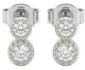 Zirkonia Ohrstecker 925 Sterling Silber Damen Doppel Stein Ohrringe vergoldet elegant filigran nickelfrei Geschenk Damenohrringe