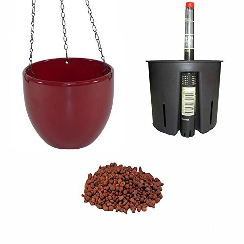 happy nature Set4 4 teilig Keramik Blumenampel Venus 13/12 weinrot Ø 17.5 cm H 15 cm für Hydropflanzen