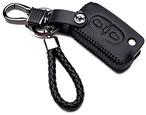 Coque étui en cuir avec porte-clés pour voiture Per 2 Tasti