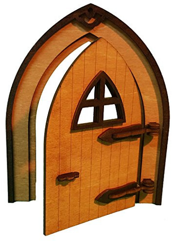 Bollicar Tanno Design Wichteltür, Feentür, Mäusetür, Elfentür aus Holz zum öffnen mit lustigem Wichtel birnbaum/nussbraun 17cm hoch