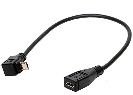 Tomost 90 Degree Micro USB Cable - Down Angle Male to Female Micro-B Extension Cord Adapter For Android cellphone, tablets, Nest Indoor, Arlo Pro, Echo, PS4 (UP)