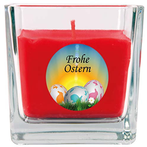 HS Candle Duftkerze als Ostergeschenk (Rosen-Duft), Design: Ostereier - Kerze als Osterdeko - 190g. Wachs mit ca. 50 Stunden Brenndauer