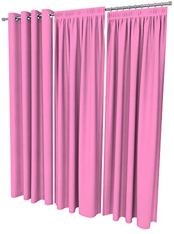 ALOHA Vorhänge Pink/mit Kräuselband/ 135cm x 175cm/ 2er Set | Elegant Hochwertig Gardine für Schlafzimmer, Wohnzimmer Uni einfarbig Farbe und Größe wählbar