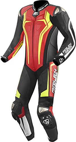 Arlen Ness Sugello 2 1-Teiler Motorrad Lederkombi, schwarz/rot/gelb, 52