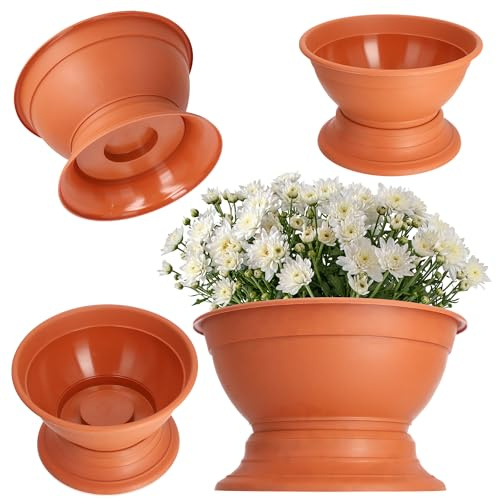 KADAX Flower Bowl con base, buccia di piantagione di plastica resistente alle intemperie, guscio a sfera per crisantemi, violace, vaso di fiori (⌀25,5 cm, terra)