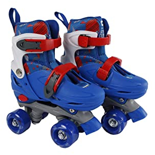 Kids Globe Rollschuhe blau/rot (Größe 31-34 verstellbar, mit zwei Schnallen, Rollerskates für Kinder)