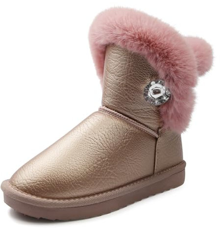 Apawwa Stivaletti Bambina Invernali Stivali Da Neve Da Ragazza Stivali Morbidi E Caldi Da Ragazza Stivali Di Pelliccia Da Ragazza ND59 Color Pink Size 33