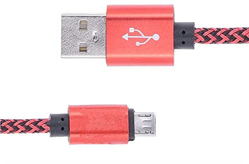 Cable USB Macho a Micro USB Macho Malla Reforzada Trenzada Negro - Rojo 2 Metros Anti enredos