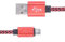 Cable USB Macho a Micro USB Macho Malla Reforzada Trenzada Negro - Rojo 2 Metros Anti enredos