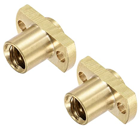 sourcing map 2 Stück T8 Gewindespindel Trapezmutter 2 mm Steigung 8 mm Führungfür 3D Drucker Messingfarben