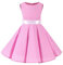 IWEMEK Robe Cérémonie Vintage Fille Enfant Rockabilly Année 50/60 Retro à Pois Polka Dot Imprimé Floral Pin Up de Soirée Fête Cocktail Noël Mariage A-Ligne Midi Rose 9-10 Ans