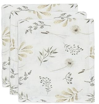 Jollein 537-848-66059 Spucktücher Mundtücher Musselin 3er Set Wild Flowers/Wilde Blumen weiß (31x31 cm)