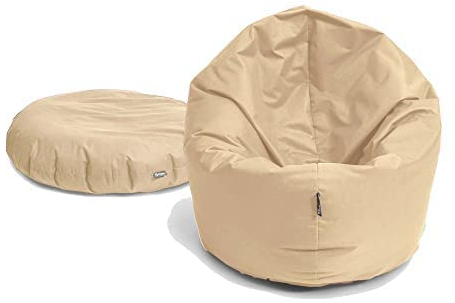 BuBiBag Sitzsack für Erwachsene -Indoor Outdoor XL Sitzsäcke, Sitzkissen oder als Gaming Sitzsack, geliefert mit Füllung(125 cm Durchmesser, Beige)