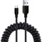 GELRHONR Cable Micro USB en Espiral, Resorte Espiral USB A Macho a Micro USB Macho Conector Sincronización de Datos y Cable de Extensión de Datos de Carga-Negro-(Max 1.5M/4.9Ft)