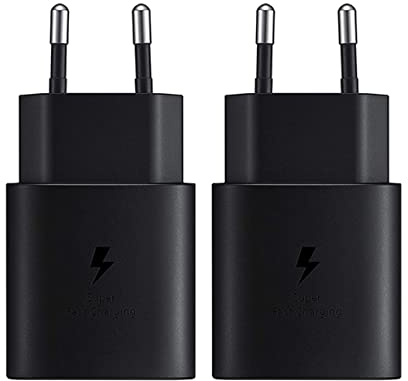 2 Stück 25W Schnellladegerät USB C für Samsung Galaxy S20,S21 FE S21Ultra,S22 5G,Note20,A52S,A53,A72,M53,Z Fold3,Fold4,Flip 3,Flip 4, Super Fast Charging Ladegerät Netzteil Type C (Schwarz)