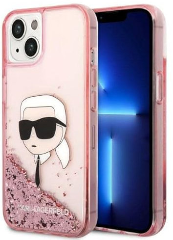 Karl Lagerfeld KLHCP14SLNKHCP Hülle für iPhone 14 6,1 rosa hardcase Glitter Karl Head