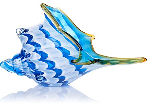 Figurines de coquillage en verre soufflé à la main - Sculpture en cristal - Presse-papiers pour cadeau d'anniversaire, coque en verre pour décoration de centre de table, décoration en verre soufflé
