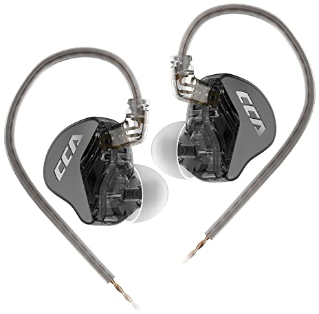 CCA CRA Wired Earphone, 3.8μ Ultra-thin Diaphragm Dynamic Driver IEM in-Ear Monitor, Deep Bass HiFi Wired Headphones with Detachable 0.75mm 2Pin OFC Cable for Musician (CRA Black, No mic)