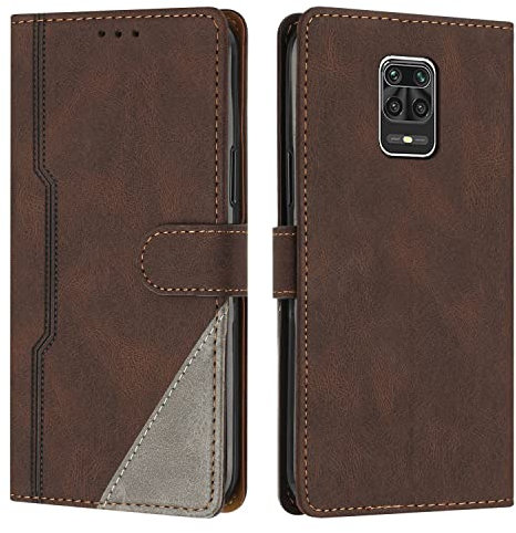 RADOO Funda para Xiaomi Redmi Note 9 Pro/Note 9 Pro MAX/Note 9S, Funda Cartera de Cuero Multifunción, Flip PU Cuero Carcasa Magnético Caso Cartera Móvil Case para Redmi Note 9 Pro (Marrón)