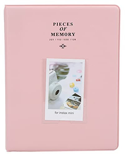 Photo Album 128 Pockets Business Card Holder Portable Large Capacity Wallet Photo Book For Polaroid Mini 3in Photos Mini PVC Camera Accessory For Movie Tickets Bus Tickets (Pink)
