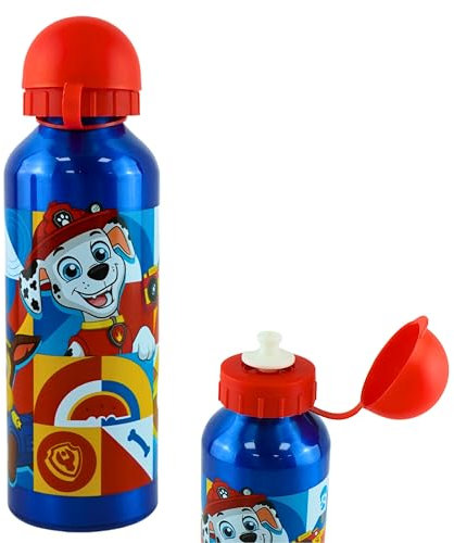 Paw Patrol Blue Water Bottle Lightweight 500ml Aluminum BPA Free Drinking Leakproof KBT Disney Bottle for Kids, Ideal for On the Go, Gym, Sports and Travel 3+ Years | 21cm
