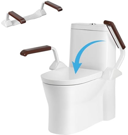 HwaEyem Toilet Safety Rails Frame, Heavy Duty Toilet Seat Riser with Handles