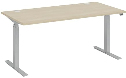 kaiserkraft | Schreibtisch Bottom-UP | elektrisch höhenverstellbar | gerade | BxT 1600 x 800 mm | Ahorn/Silber