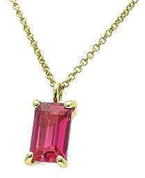 Tourmaline Rose Pendentif en Pierre Emeraude - Collier Rectangulaire en Or Massif 18k - Cadeau Parfait pour Meilleur Ami - Pendentif Elégant en Pierre Rose