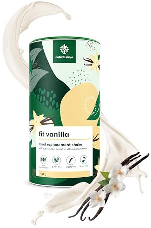 Natural Mojo fit vanilla (500 g) - Substitut de repas végétarien avec nutriments précieux, protéines et superaliments - Fit Shake pour une alimentation consciente au goût vanille