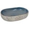 vidaXL Aufsatzwaschbecken, Oval Waschbecken mit Muster, Handgefertigt Waschtisch Waschschale für Badezimmer, Handwaschbecken Spülbecken, Sandfarben Blau 59x40x14 cm Keramik