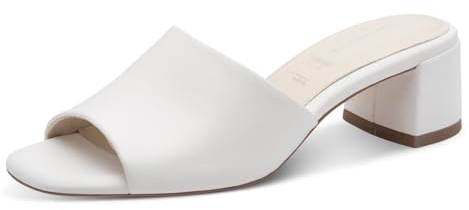 Tamaris pantolette da donna con tacco a blocco in pelle bianco 37 EU
