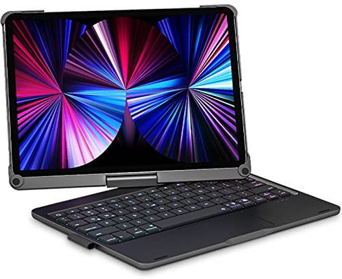 Lecsas 360 Stylish Swivel Keyboard Case for iPad 9th Generation with Smart Trackpad for iPad Pro 10.2 inch 9th Generation 8th 7th Gen, iPad Air 3rd Gen iPad Pro Rotating Case 10.5 inch, Black
