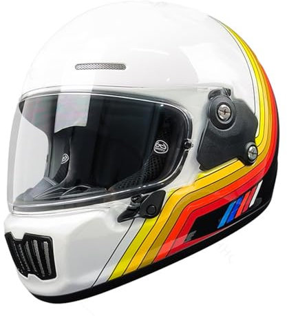 Motorrad Vintage Integralhelm Motorrad Scooter Retro Classic Crash Racing Touring ECE Zertifizierung Integralhelme Retro-Motorräder Helm Mit Visier für Unisex Cruiser G,XL