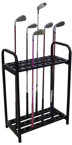 PLABNK Golf 27-Hole Golf Storage Rack, Stainless Steel Club Display Rack, Golf Organiser, Multi-functional Storage Rack, Home Studio Iron Rack with Wheels,Black