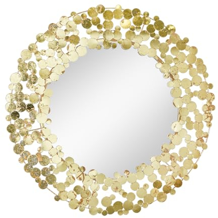 Riess Ambiente Dekorativer Wandspiegel Coins 80cm XL antik Gold rund aus Metall Handmade Metallspiegel Schminkspiegel Flurspiegel Badezimmerspiegel Kommodenspiegel