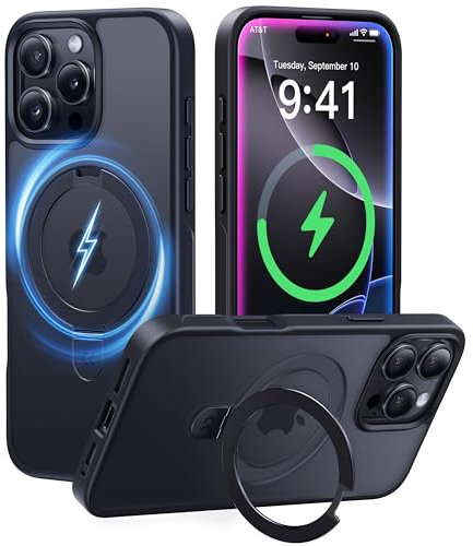 CASEKOO Designed for iPhone 16 Pro Case with Magnetic Invisible Stand [16FT Military Protection] [Compatible with MagSafe] Shockproof Slim Translucent for iPhone 16 Pro Case 6.3'' 2024, Black